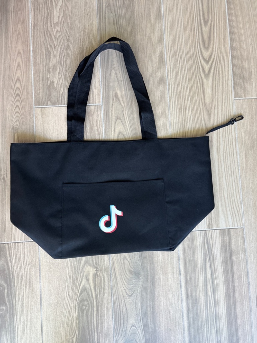 TikTok Logo Black Canvas Tote Bag